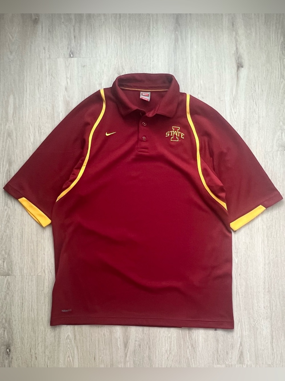 Vintage Y2K Nike Iowa State Cyclones Polo Shirt Mens Large Red Dri-Fit NCAA